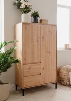 möbelvita Highboard Modernes Highboard Genf 53A - Griffloses Design in Artisan Eiche