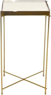 Beistelltisch "Selly" 60cm hoch, aus Metall mit Spiegelglasplatte, gold