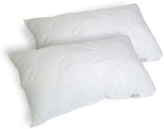 Dmora Set mit 2 Kopfkissen Salvia, Bettkissen, Ergonomisches Produkt, Schlafzimmerkissen, Made in Italy, 73x44 h14 cm, Weiß