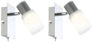 2er Set LED Wandleuchte, chrom, Alabaster Optik L 15,5 cm