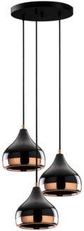 Vente-unique - Deckenleuchte höhenverstellbar - Metall - 37x25/111 cm - Schwarz & Kupferfarben - YILDO