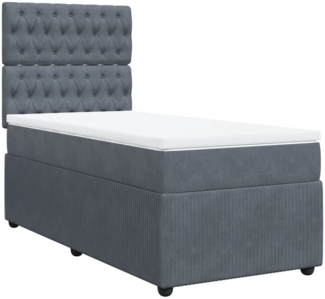 vidaXL Boxspringbett mit Matratze Dunkelgrau 80x200 cm Samt 3292197