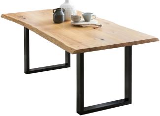 SalesFever Esstisch 120x80 cm aus Eiche Metall, Holz L = 120 x B = 80 x H = 75 natur, schwarz