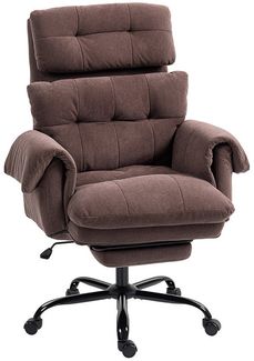 HOMCOM Schreibtischstuhl rollbarer Polsterstuhl (Bürostuhl mit verstellbarer Rückenlehne, 1 St), Polstersessel, höhenverstellbar, Schaumstoff, Metall, Braun