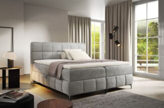 Boxspringbett Schlafzimmerbett SOPHIE 100x200cm Stoff Salvador Silbergrau
