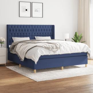 vidaXL Boxspringbett mit Matratze Stoff Blau 180x200 cm, Härtegrad: H2 [3132255]