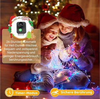 MERRY 2026 LED-Lichterkette mit Timer 8 Modi,20M-100M 31 V Weihnachtsbeleuchtung für Weihnachten, lichterketten Vorhang mit Speicher,für Balkon Fenster Party Deko,Bunt