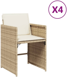 vidaXL Gartenstühle mit Kissen 4 Stk. Beige Poly Rattan 4007459