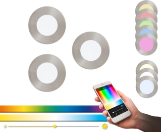 Eglo 32882 3er Set LED Einbauleuchten FUEVA-C in nickel-matt rund Ø8,5cm 2700-6500K dimmbar mit Connect Funktion