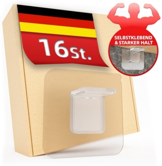 DEKAZIA Wandregalhalter ohne Bohren, Regalbodenhalter selbstklebend, Träger für Regalböden, versch. Größen & Lasten, 4er, 10er, 16er Set 16-tlg, Regalbodenträger Sets Bretthalter für Schränke Regale