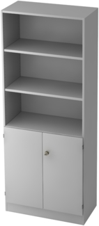 bümö office Regal-Aktenschrank abschließbar, Büroschrank groß aus FSC-Holz, 80cm breit in grau - abschließbarer Schrank, Büroschrank abschließbar, Büro Möbel Schrank System, 6770-5-5-SG