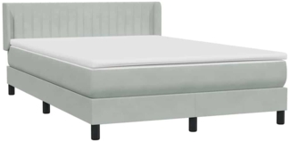 vidaXL Boxspringbett mit Matratze Hellgrau 140x220 cm Samt 3318321