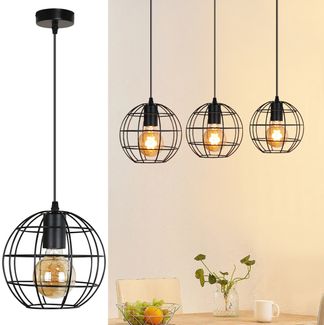 ZMH Pendelleuchte Esstisch Hängelampe Vintage - Hängeleuchte Retro mit 1 flammig Schwarz Metall Esstischlampe Industrial Hängend 150CM Höhenverstellbar E27 Max. 40W für Küche Esszimmer Wohnzimmer