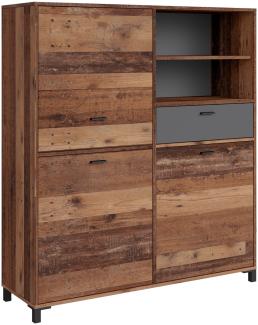 Highboard >JACKSON< (BxHxT: 126x143x40 cm) in Old Style - 126x143x40cm (BxHxT)