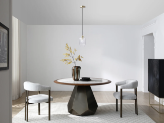 Vente-unique - Hängelampe – gebürstetes Metall und strukturiertes Glas – Ø 14 x H 120 cm – Gold – LOUXOR