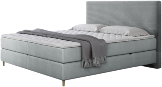 Boxspringbett Lorenka Cord, Grau, 160x200 cm