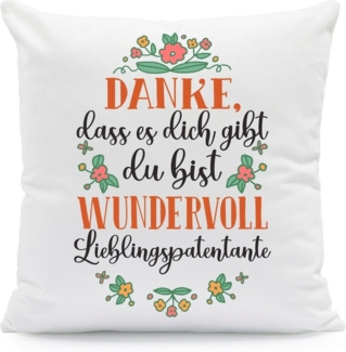 GRAVURZEILE Zierkissen mit Spruch - Danke, dass es dich gibt du bist wundervoll - Geschenk -, starke Farben ohne verblassen - Patentante - mit Füllung