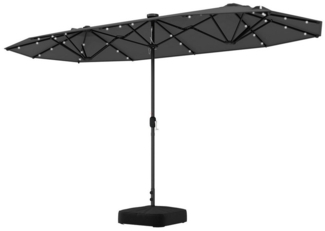COSTWAY Sonnenschirm, 400 x 200 cm, LED-Solar-Beleuchtung, mit Ständer