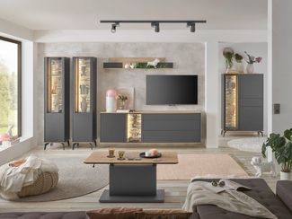 Mäusbacher Highboard, Faro Highboard B 101 cm, inkl. Beleuchtung, Push to open, Metallfüße