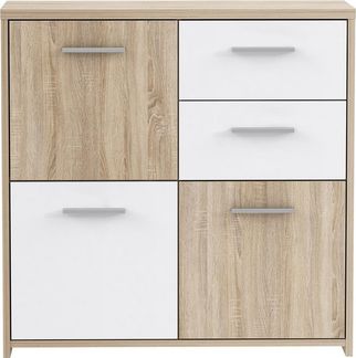 FORTE Quadro Kommode, Holzwerkstoff, Beige/Weiß, 77,2 x 77,5 x 29,6 cm