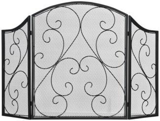 HOMCOM Kamingitter Klappbares Kaminschutzgitter, Ofenschutzgitter mit 3 Paneelen (Metallgitter, 1-tlg, Funkenschutzgitter), Funkenschutz, Metall, Schwarz 66 x 31 x 81 cm