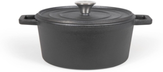 LIVOO Bräter Gusseisen rund Gänsebräter Bratentopf Kochtopf schwarz 24cm MEP139