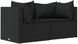 vidaXL Garten-Ecksofas mit Kissen 2 Stk. Schwarz Poly Rattan 319778
