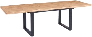 Esstisch Baumkante Holz Wildeiche-Optik 180(260) x 90 U-Gestell schwarz SWAN 141081274
