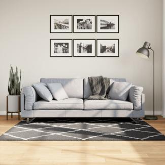 vidaXL Teppich Shaggy Hochflor Modern Schwarz und Creme 120x170 cm 375410