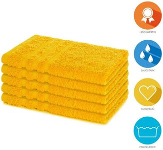 Lavea Gästehandtuch Elena, 30x50cm aus 100% Baumwolle, fusselfreies, pflegeleichtes hautfreundliches Gästehandtuch-Set (Set, 5-St), einzigartig weiche Frottee Gästehandtücher für jeden Hauttyp