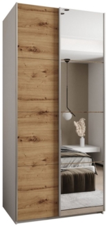 ABIKS MÖBEL Schwebetürenschrank LUX 3 hoher Schlafzimmerschrank - mit Spiegel Kleiderstange, Regalen