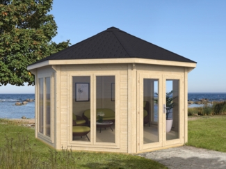 Gartenpavillon Modern 17 m² + 4 Fenstern Natur
