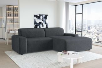99rooms Tivoli Ecksofa Cordstoff POSO Graphit Rechts ohne Kissen