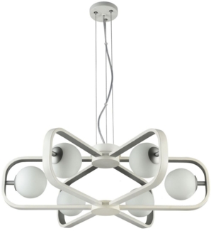 Casa Padrino Luxus Hängeleuchte Weiß / Silber Ø 65 x H. 20 cm - Luxus Kollektion