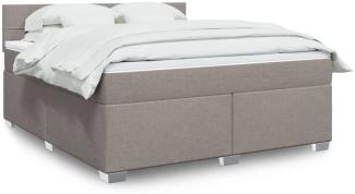 Boxspringbett mit Matratze, Stoff, Viereckige, grauer Fuß, Beige, 180 x 200 cm, false