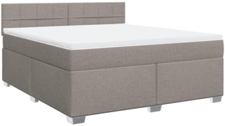 Boxspringbett mit Matratze, Stoff, Viereckige, grauer Fuß, Beige, 180x200 cm, false