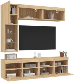vidaXL 7-tlg. TV-Wohnwand mit LED-Leuchten Sonoma-Eiche