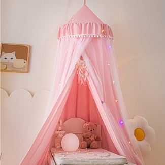 BTTO Betthimmel Babybett Kinderzimmer Baldachin Moskitonetz Insektenschutz Spielzelte, Doppelbett mit Aufbewahrungstasche, Saumlänge ca. 270cm, ohne Bohren