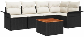 vidaXL Garten-Sofa-Set mit Kissen 6 pcs Schwarz, Creme 55 x 55 x 37 cm 3355996