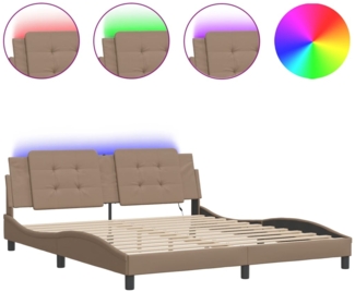 vidaXL Bettgestell mit LED ohne Matratze "Zadar" Cappuccino-Braun 180x200 cm Kunstleder 3214128