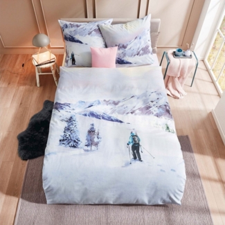 TRAUMSCHLAF Bettwäsche Winter Wanderer, Biber, 2 teilig, wunderbar kuschelige Biber Bettwäsche