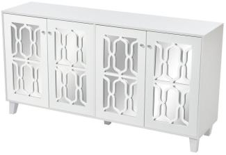 Merax Sideboard mit Spiegelelementen und geometrischem Trellis-Muster, Kommode mit Spiegelfront,Anrichte mit großem Stauraum,Breite:160cm