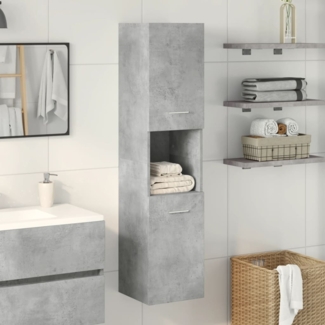 vidaXL Bad-Hängeschrank Betongrau 30x30x130 cm Holzwerkstoff 856220