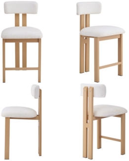 MODFU Esszimmerstuhl Schlichter Luxusstuhl,Kosmetikstuhl (Ergonomischer Esszimmerstuhl mit 9 cm Polsterung – Moderner Komfortstuhl mit rutschfesten Füßen, atmungsaktivem Bezug & Holzmaserung – Ideal für Wohnzimmer, Büro & Schminktisch, 4 St), 9 cm Sitz...