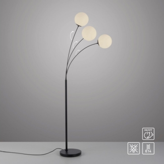 my home Stehlampe Nymölla, ohne Leuchtmittel, Stehleuchte mit großen Glaskugeln amberfarben oder opal matt weiß