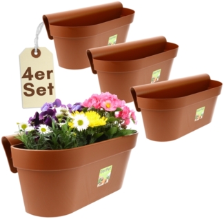 GarPet Balkonkasten 4x Geländerkasten Balkon mit Wasserspeicher Blumen Topf Kasten