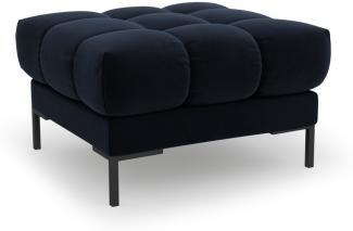 Micadoni Samtstoff Pouf Hocker Mamaia | Bezug Dark Blue | Beinfarbe Black Metal