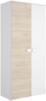 Dmora Kleiderschrank 2 Türen Firmin, Schlafzimmermöbel, Schrank, Garderobe, 90x53 h202 cm, Weiß und Eiche