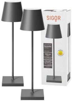 SIGOR LED Tischleuchte 2x Nuindie USB-C 380mm graphitgrau, Dimmbar, 1 LED Platine, 2.700 K / 2.200 K
