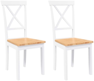 vidaXL Esszimmerstühle 2 Stk. Weiß Massivholz Gummibaum 4102406
